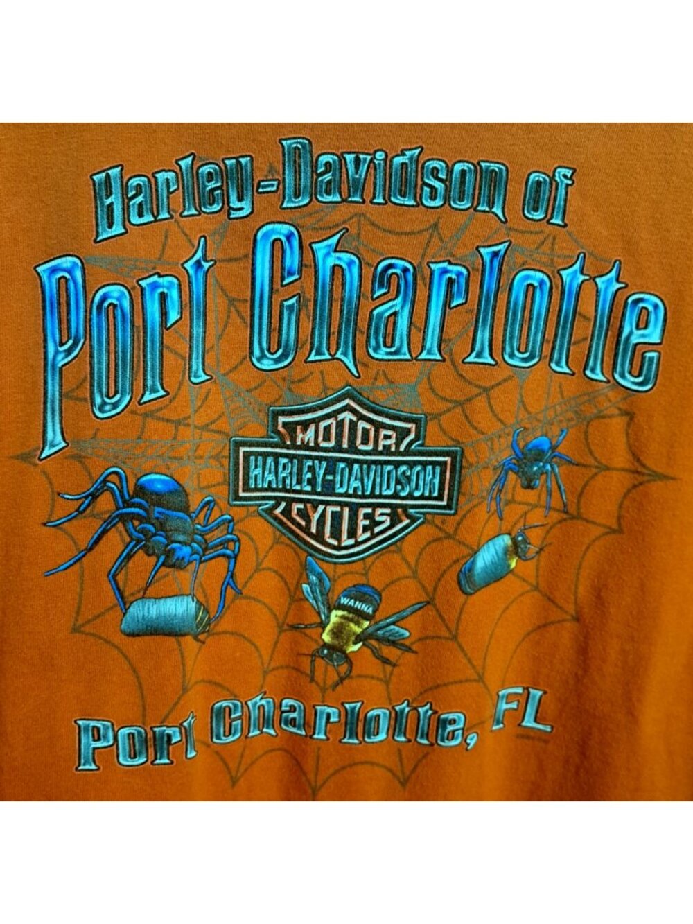 Harley-Davidson XL Orange Short Sleeve Pocket T-Shirt Port Charlotte Florida
